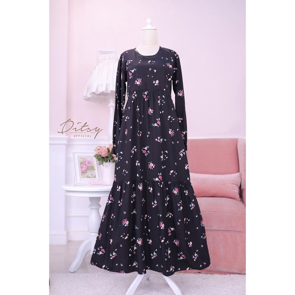 Ditsy Antheia Black Nightgown Size M Viscose Premium Desember 2021