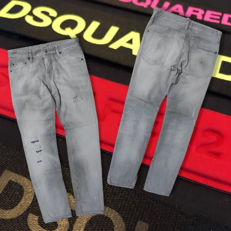CELANA PANJANG JEANS DENIM RIPPED SLIM FIT CARGO JOGGER PANTS DSQUARED 2 PRELOVED SECOND