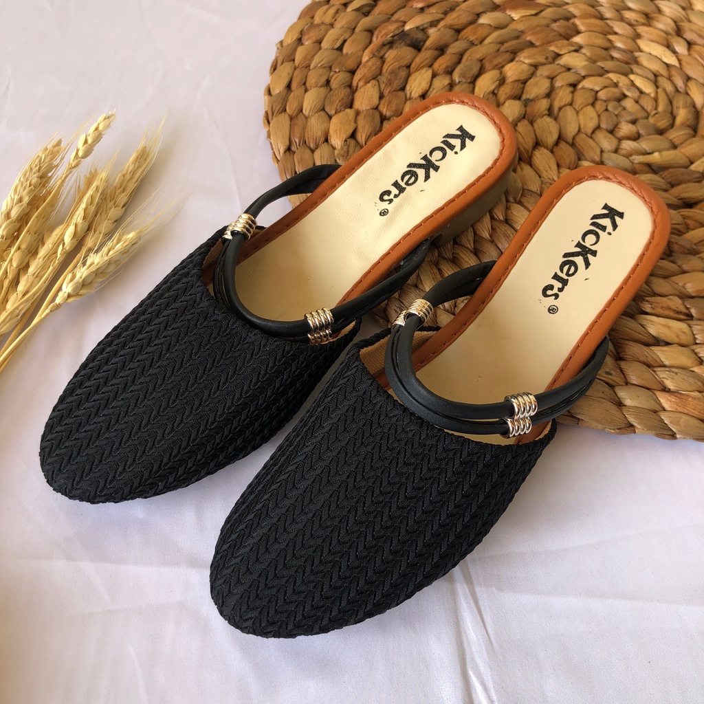 SLOP MULES GEMPI 4 cewek termurah RAJUT MODEL BARU TERBARU FASHION Vente SLOP WANITA PEREMPUAN KANTOR  KEKINIAN KOREA SENDAL TERLARIS andal Wanita Hels Wanita Sandal Slop Sendal Selop Rajut Import Hak 3cm Slip on Wanita