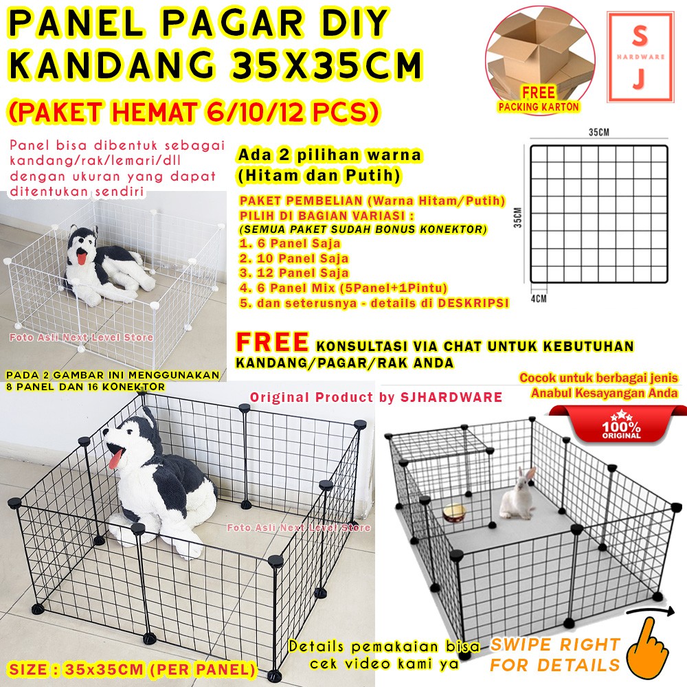 DIY Kandang Pagar Besi Hewan 6 / 8 / 10 / 12 pcs Kucing Anjing Kura Reptil - PILIH DI VARIASI - ORIGINAL SJHARDWARE