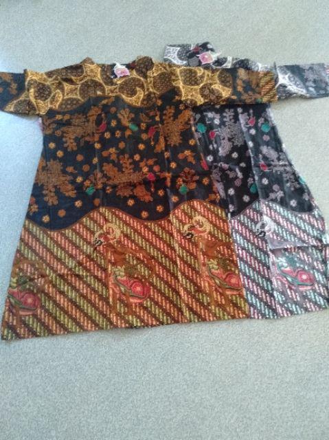 Couple Vania Sogan Batik Mono Putih Sarimbit Tunik Dress