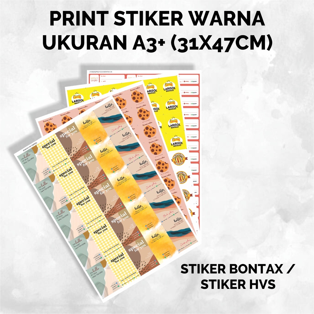 

STIKER CHROMO / BONTAX / HVS/ A3 PRINT CETAK LABEL KEMASAN OLSHOP
