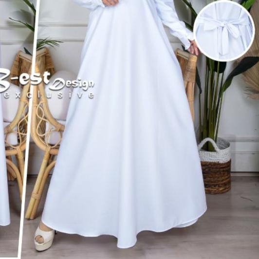 ➲ Gamis Dinas Full Putih Polos Toyobo ☉