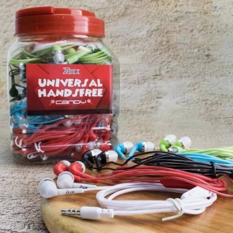 HF Headset Earphone Handsfree Universal Candy Toplesan ZBOX (1 Toples isi 50 pcs)