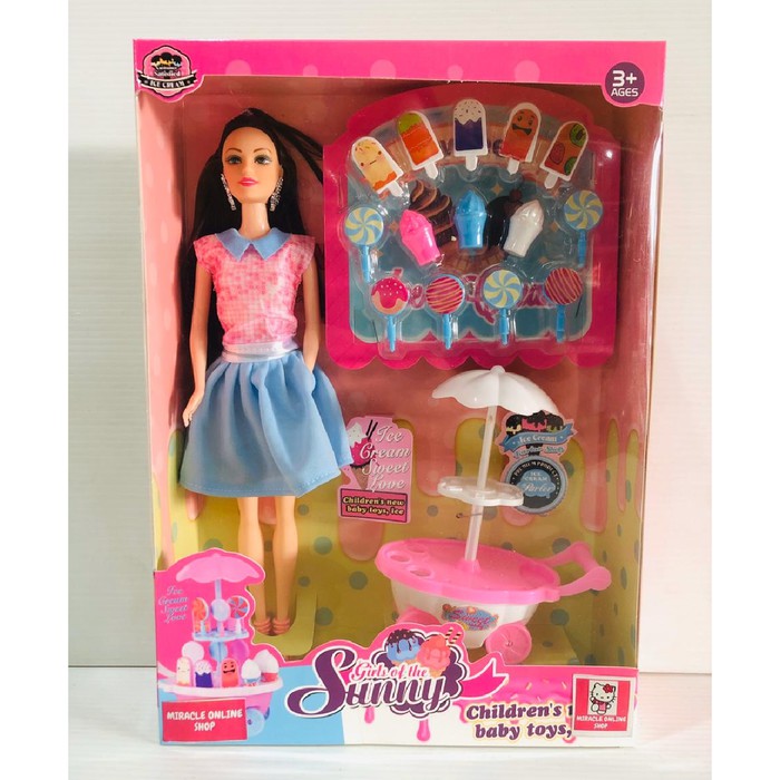 Jual Mainan Boneka Barbie Troli Ice Cream Berbi Troly Ice Cream Barbi