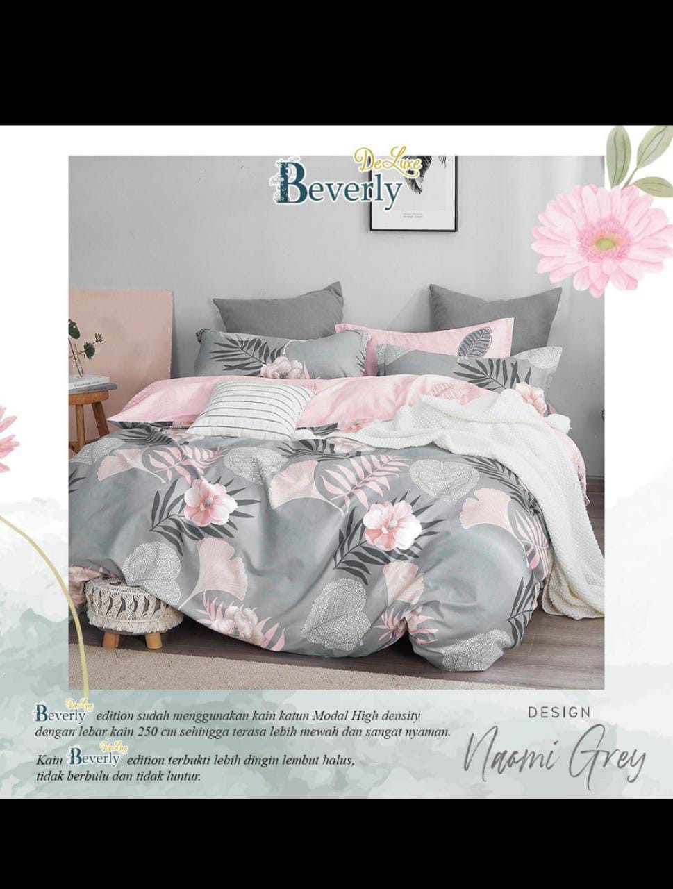 Sprei Set Katun Lokal Premium Kotak Kotak Putih Dan Motif Daun Monstera