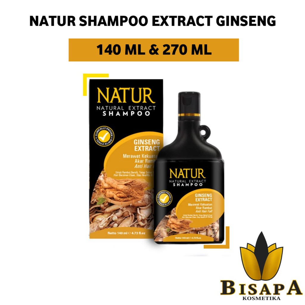 Natur shampoo Extract ginseng 140ml sampo rambut rontok natur hair fall