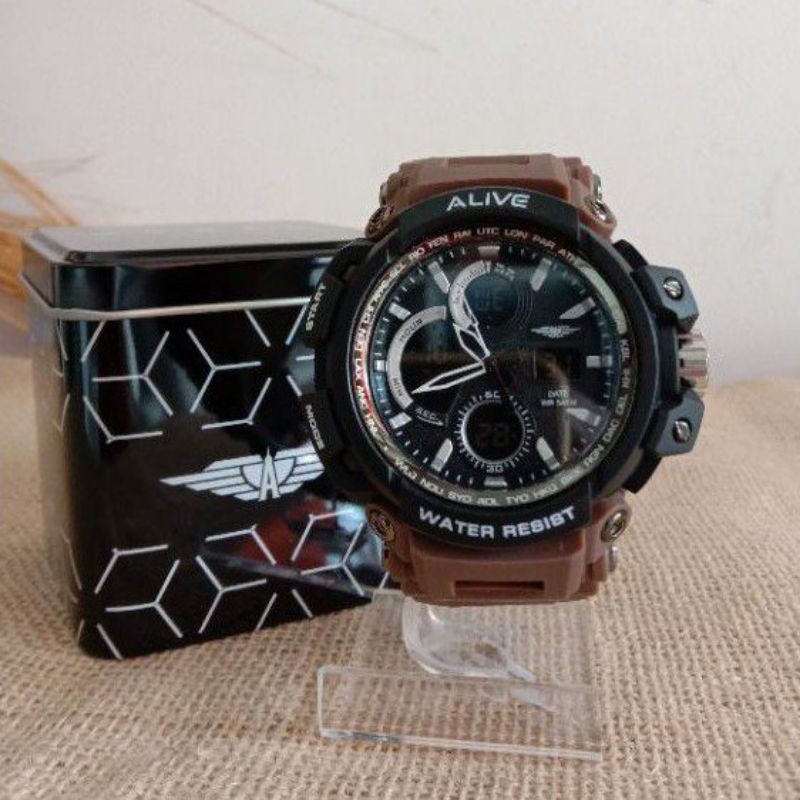 ALIVE NADEEM BROWN JAM TANGAN PRIA SOPHIE MARTIN PASRIS RUBBER ANALOG JAM TANGAN SPORT