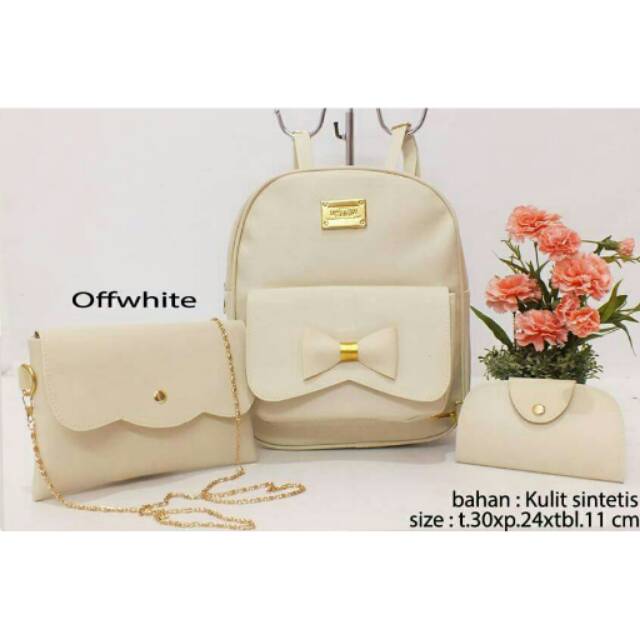 Tas Ransel Wanita Backpack Fashion Set 3in1