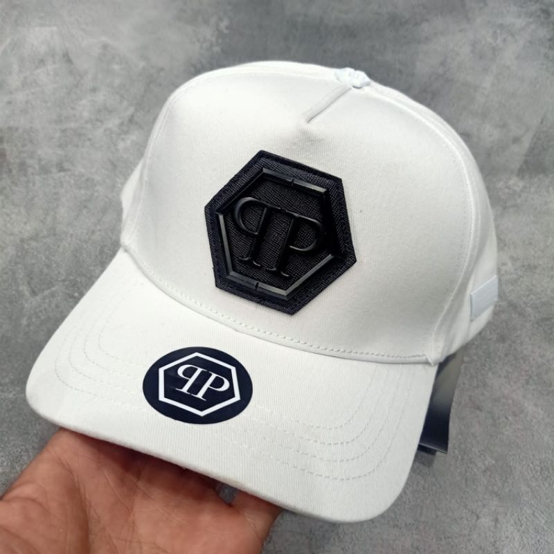 Topi P Plein White Logo Black Topi Baseball Super Premium Quality