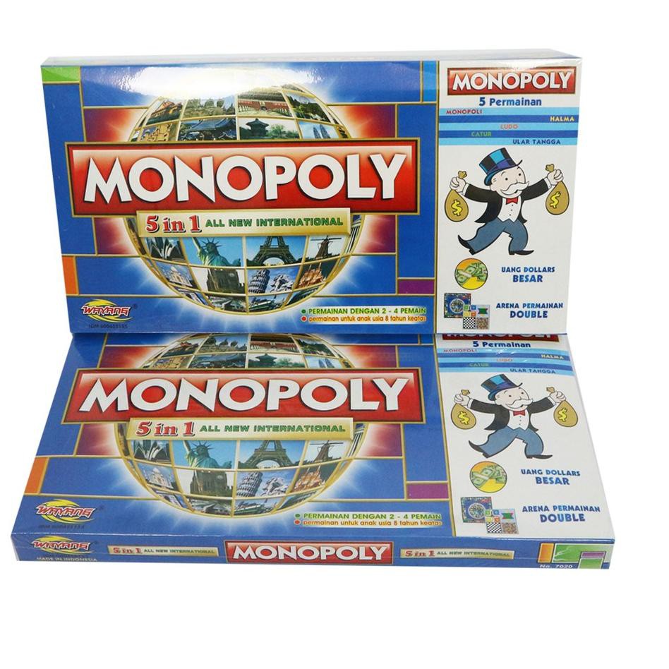 0PS Besar Monopoly 5 in 1 Board Game Monopoli 5in1 Catur Ular Tangga Ludo Halma Murah Bagus Set Kado