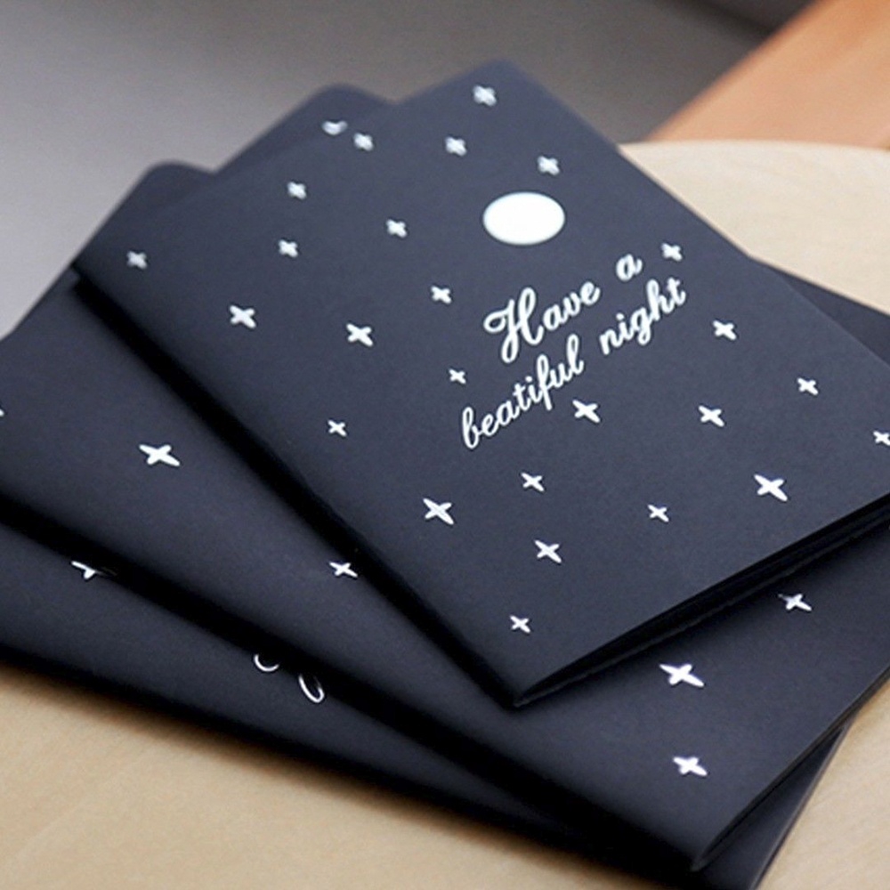 1 book/28 sheets  Buku Sketsa / Gambar Kertas Warna Hitam 56k dengan Cover Lembut-5