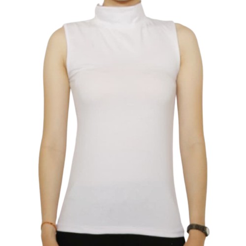 Tanktop Turtle Neck / Atasan wanita ABG / Dalaman Muslimah Murah Grosir-Putih Bw