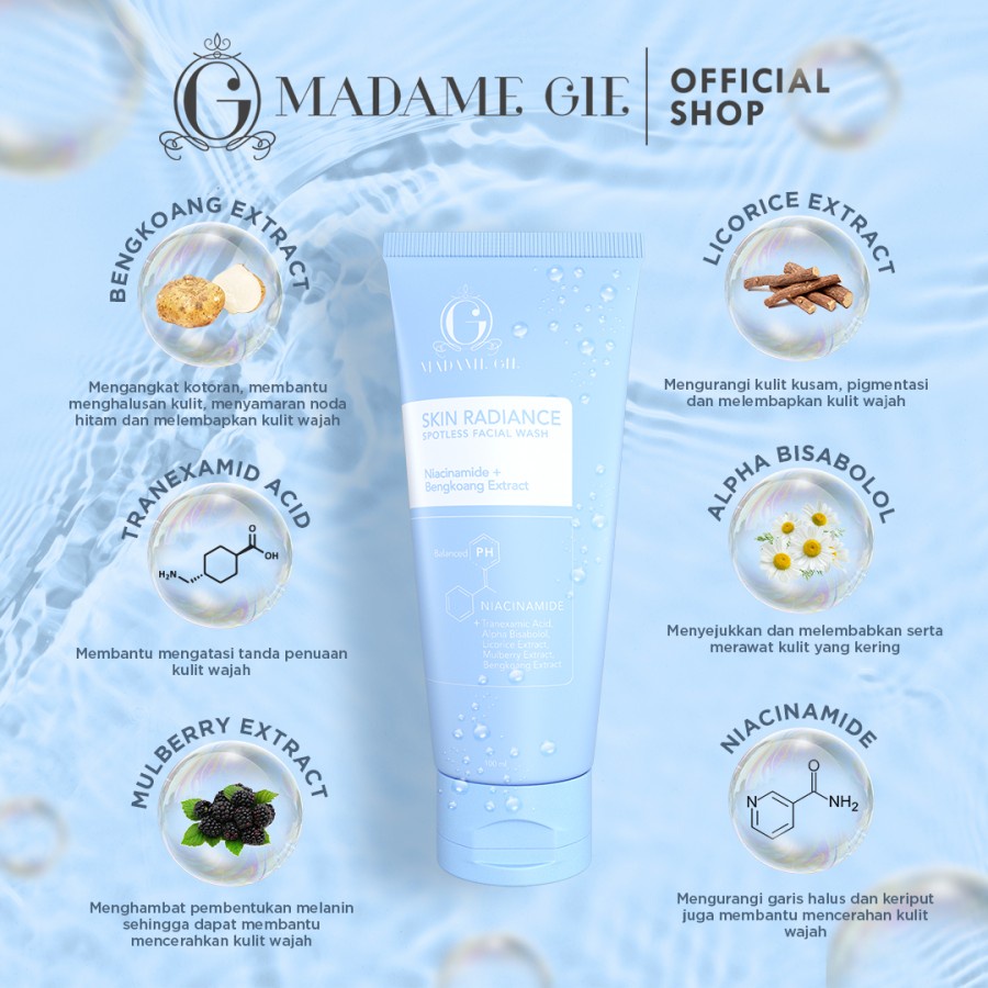 MADAME GIE Skin Radiance Spotless Facial Wash - Sabun Muka Pembersih Wajah - 100ml