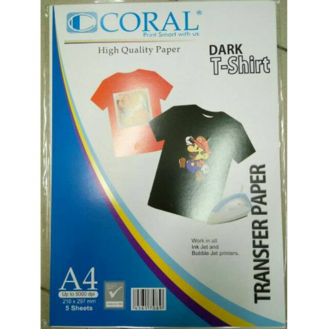 

Coral - A4 T-Shirt Transfer Dark Paper