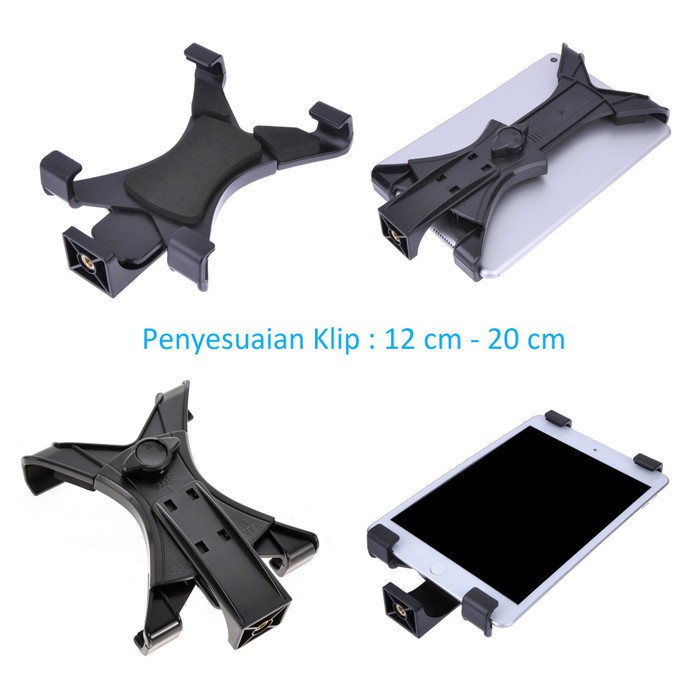 UNIVERSAL TABLET IPAD KLIP HOLDER STAND MOUNT SKRUP 1/4 BRACKET TRIPOD