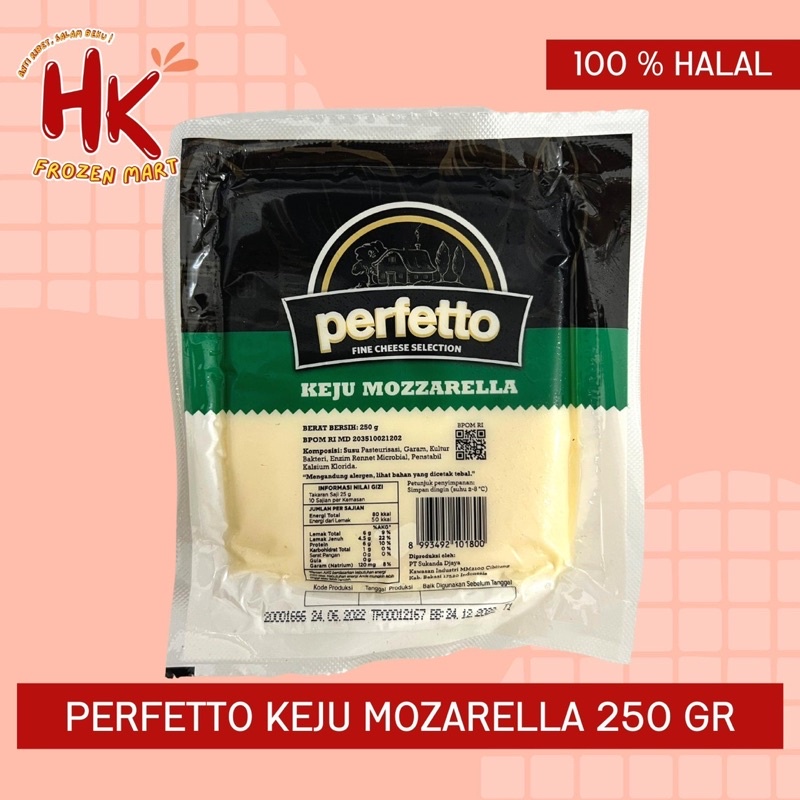 Perfetto Keju Mozarella 250gr (cheese moza slice lumer) HK Frozen Mart