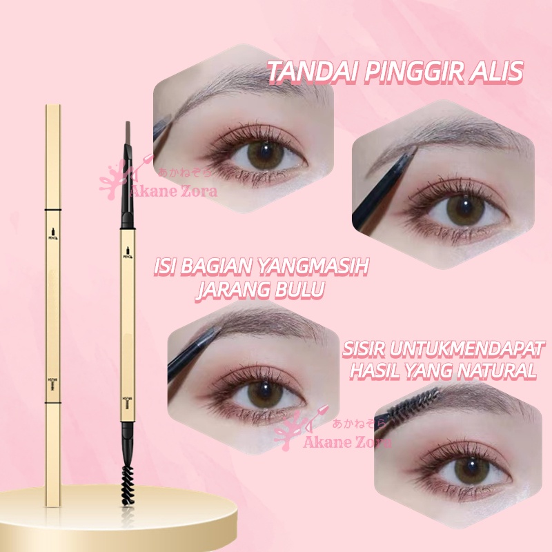 Akane Zora Golden Pensil Alis Anti Air Tarik Benang Eyebrow Waterproof Long Lasting Eyebrow Pencil use with Bulu Mata Palsu dan Mascara