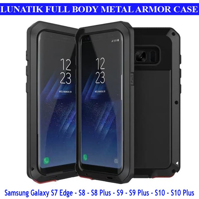 Samsung Galaxy S7 Edge S8 S9 S10 Plus Lunatik Full Body Metal Armor Hard Case Casing Cover Outdoor