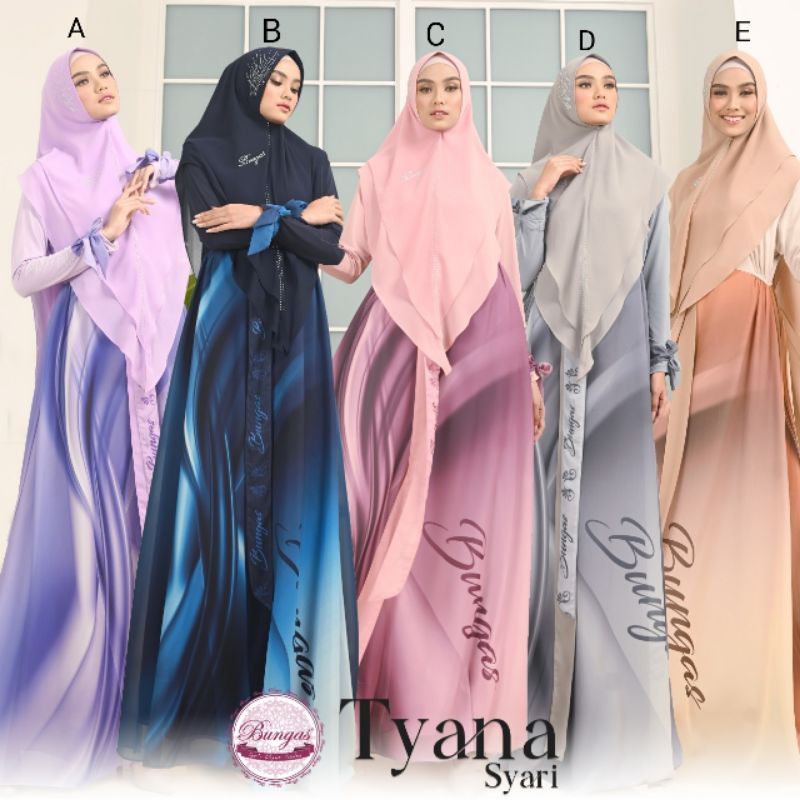Gamis ceruty motif Tyana syari by Bungas (SIAP KIRIM)