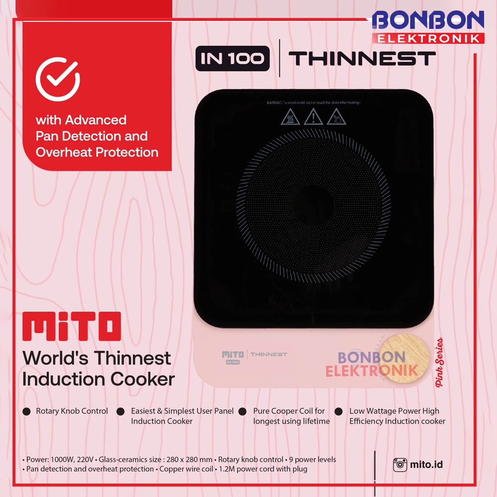 Mito IN-100 Pink Series Induction Cooker / IN100 Kompor induksi