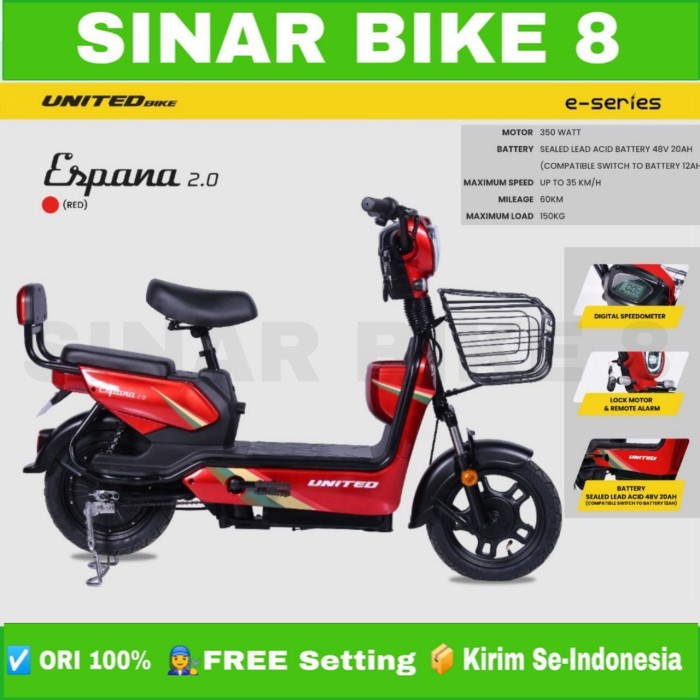 Sepeda Listrik Electric Bike UNITED ESPANA 2.0 Electric E Bike 350 Watt