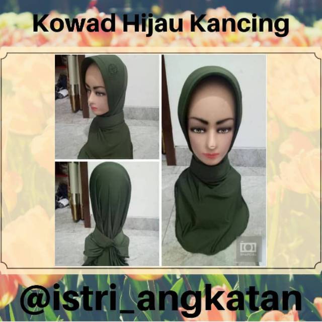 Jilbab Kowad Hijau Kancing