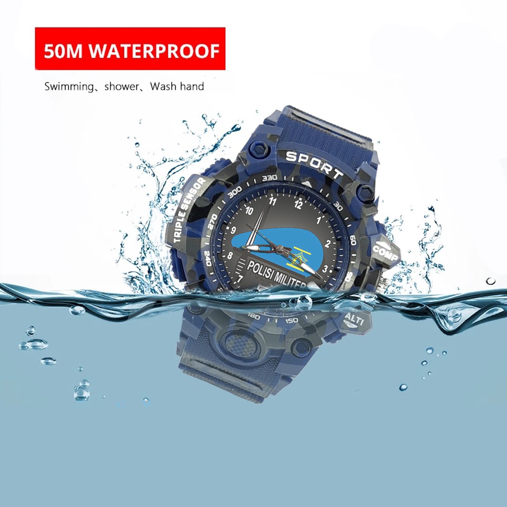 {Istimewa} Jam Tangan POLISI MILITER -Biru Army Water Resistant