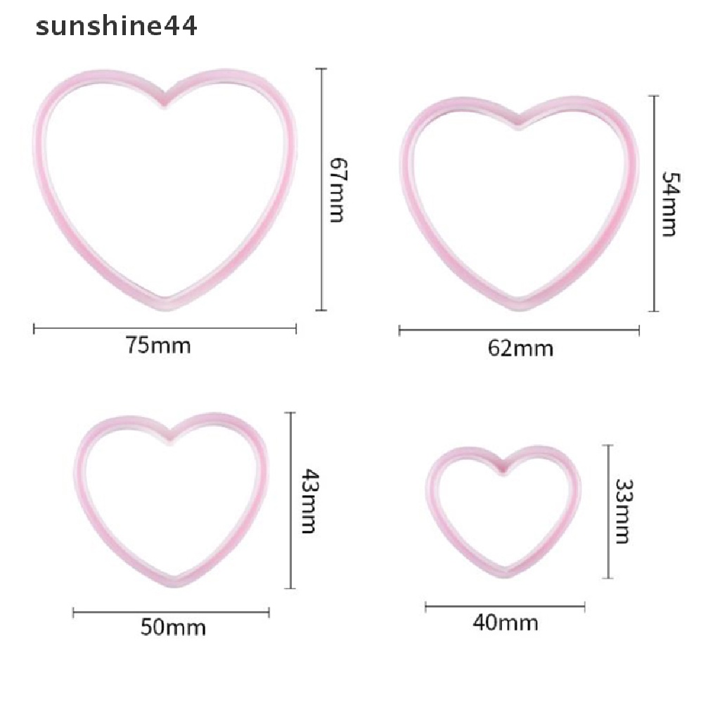 Sunshine 4pcs Cetakan Cutter Bentuk Hati Bahan Plastik Untuk Kue / Biskuit