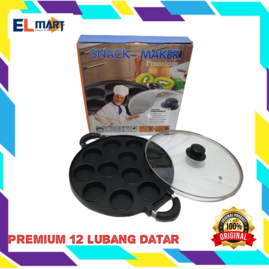 Snack Maker Premium Cetakan Loyang Kue 12 Lubang Datar Bahan Tebal aluminium ORIGINAL