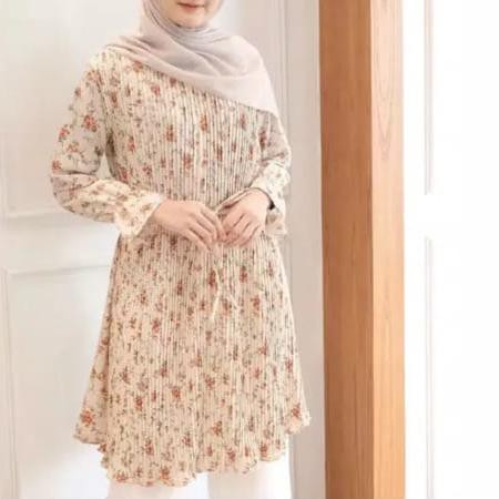 SALE KODE-234 DIANARA TUNIK | FLOWER PLEATED | TUNIK PLISKET BUNGA | ATASAN WANITA PLISKET MOTIF