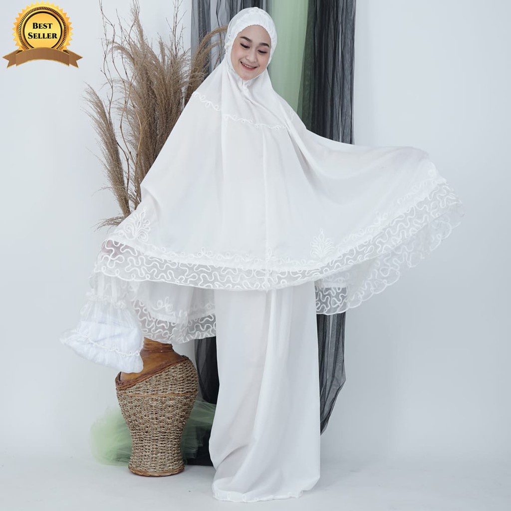 Mukena organdi putih alesya bahan katun