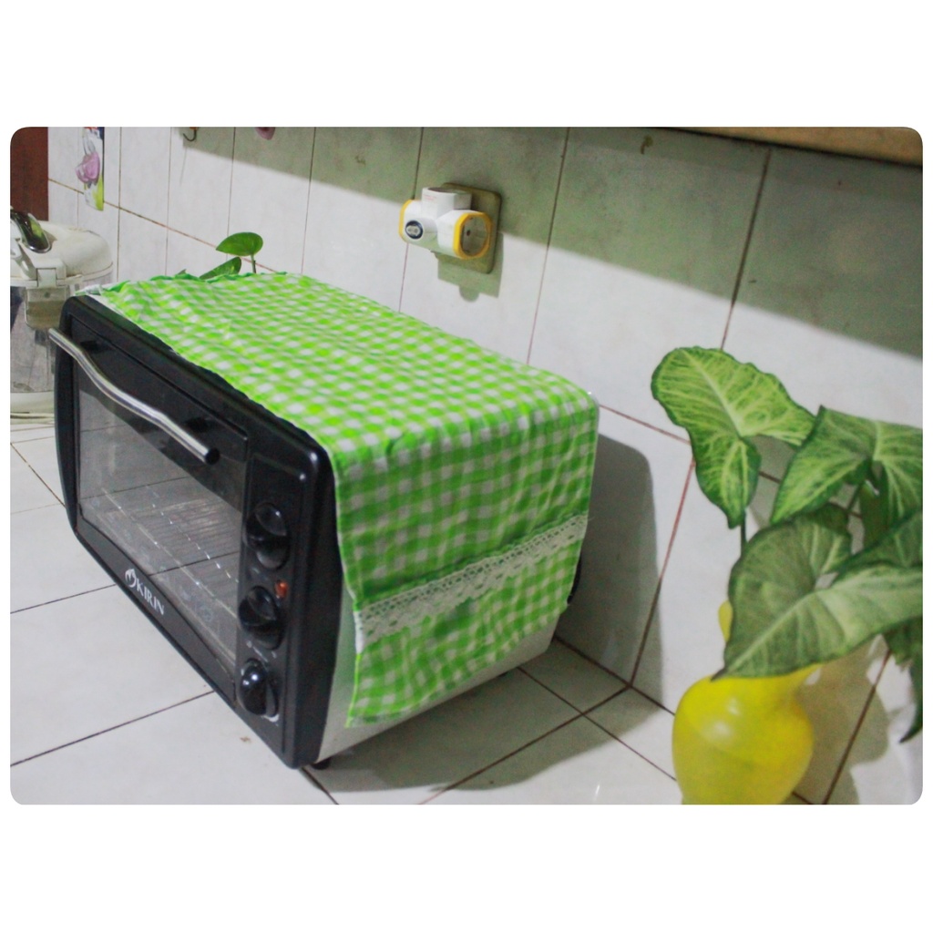 TAPLAK OVEN LISTRIK / Cover Oven Listrik/Microwave Estetik Kekinian  Ukuran Sedang Motif Kotak-Kotak