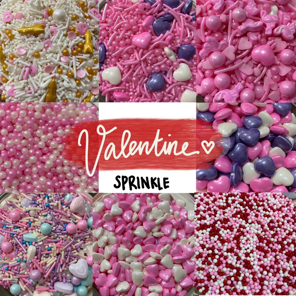 

VALENTINE THEMED SPRINKLES 100 GR DEKORASI KUE MODEL UNTUK VALENTINE DEKORASI CUPCAKE COOKIES DECORATION EDIBLE SPRINKLES