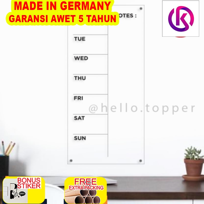 

Grosir Weekly Planner Akrilik | Wall Planner Dinding | Schedule Board