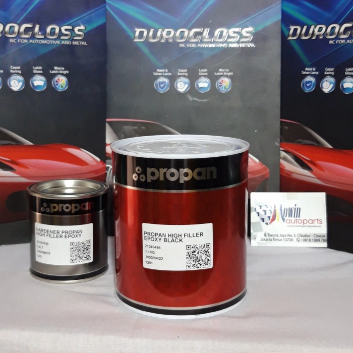 Jual POXY BLACK HIGH FILLER EPOXY CAT DASAR 2 KOMPONEN PROPAN HITAM 1,3