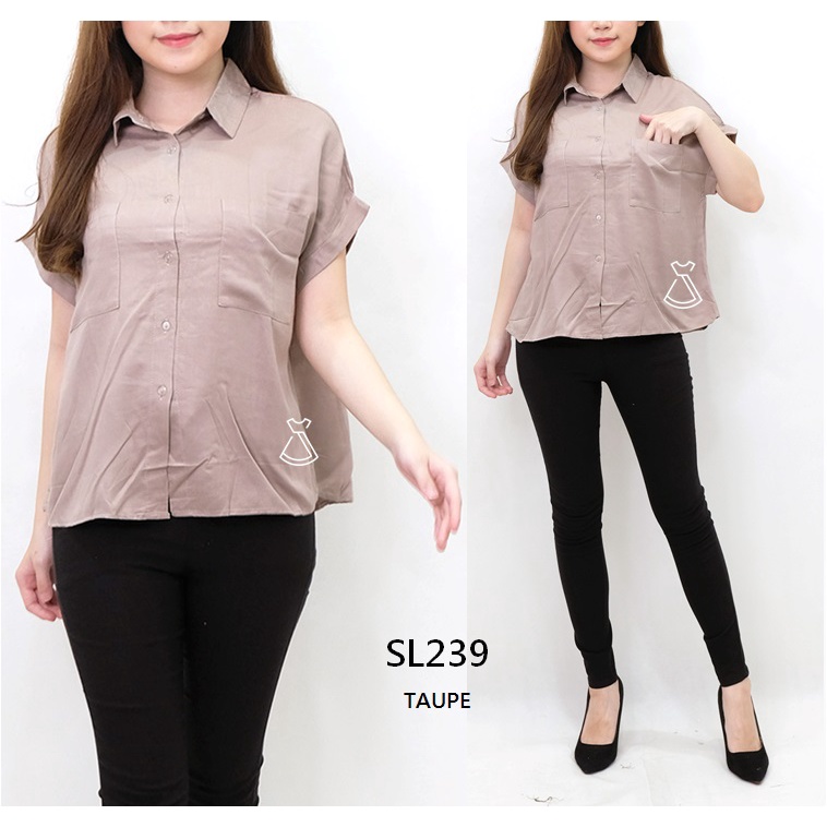 SL239 - Atasan Kemeja Pendek Rayon Casual