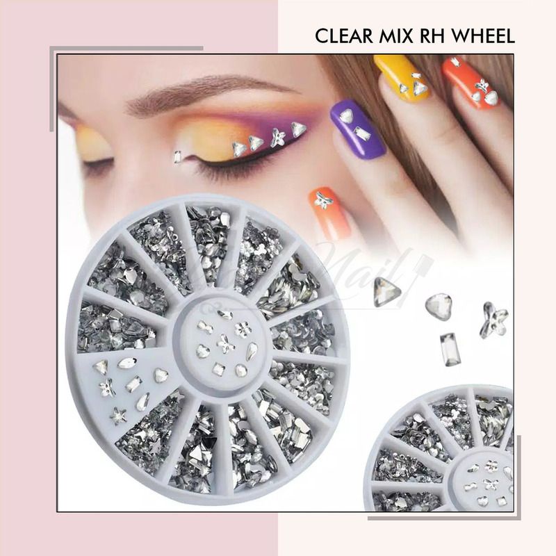 Multicolor rainbow clear mix rhinestones wheel star pita star square flower bunga rhinestone nail