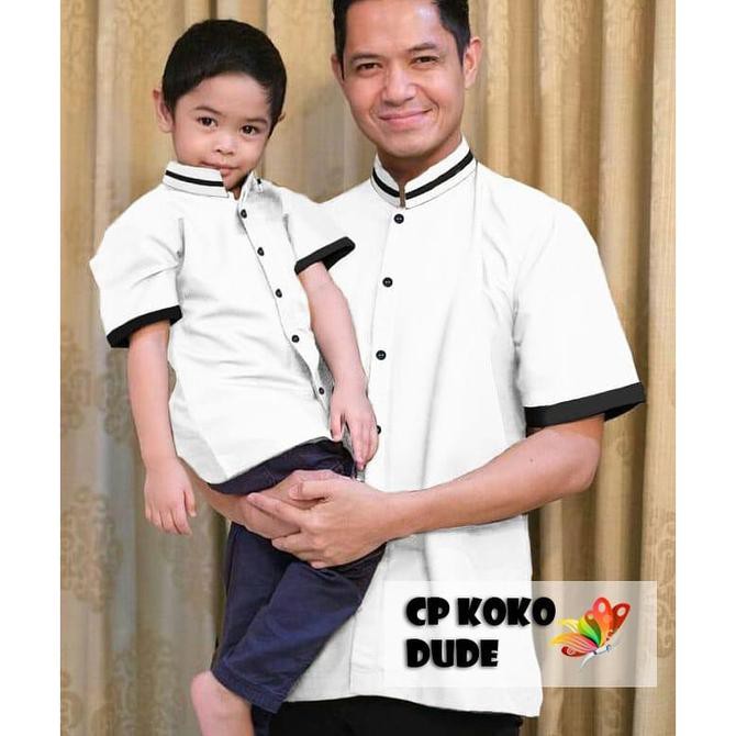 Couple Baju Koko Ayah Anak Dude Bahan Full Katun - Hitam