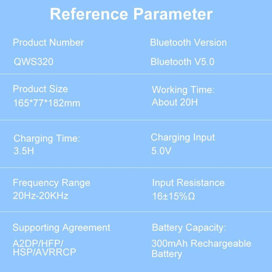 QQ Fashion QWS320 - Bluetooth Wireless - Rechargeable
