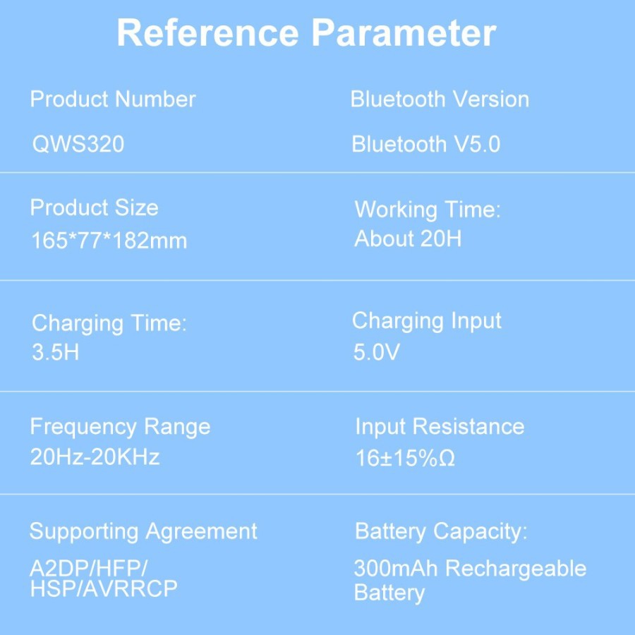 QQ Fashion QWS320 - Bluetooth Wireless - Rechargeable