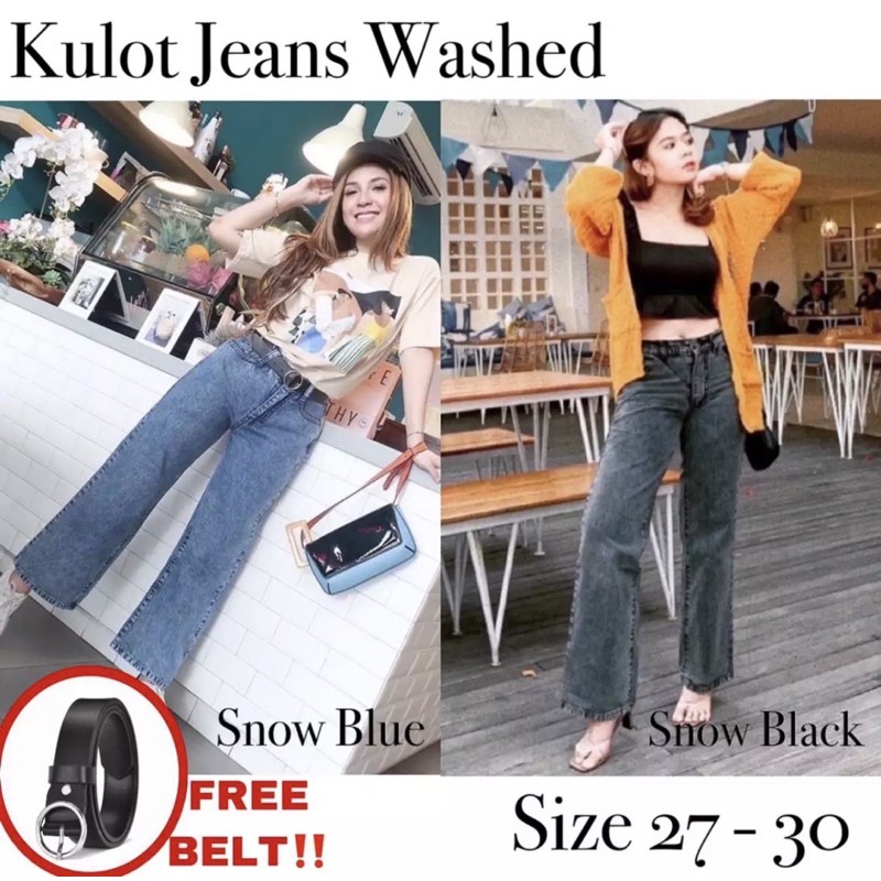 (FREE BELT) Kulot Jeans Snow Blue / Kulot Jeans Snow Black