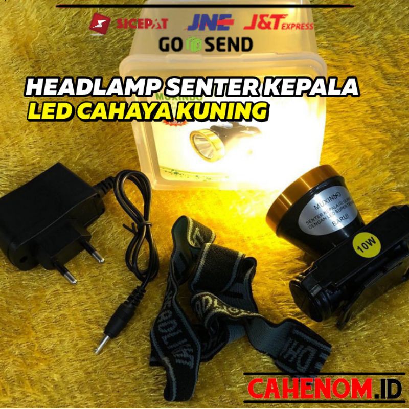 SENTER KEPALA HEADLAMP LED cahaya kuning
