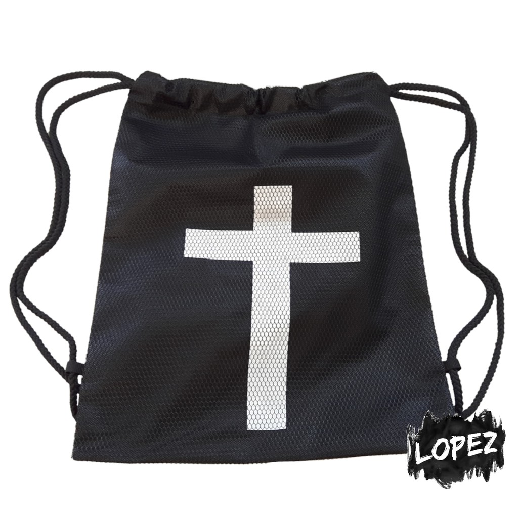 Tas Jaring Salib / Tas Serut Sekolah Minggu Gereja / Backpack Church Christian Cross Lopez