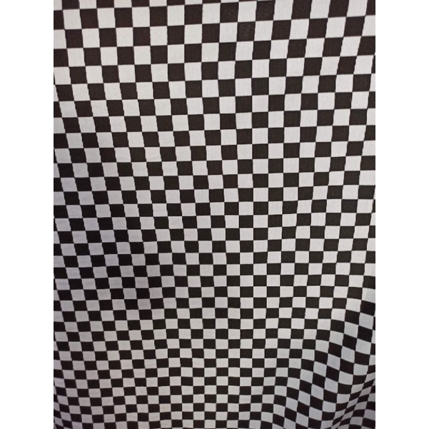 Kain TC poli katun kotak catur hitam putih bali ukuran kotak 2 cm x 2 cm harga untuk panjang kain 50