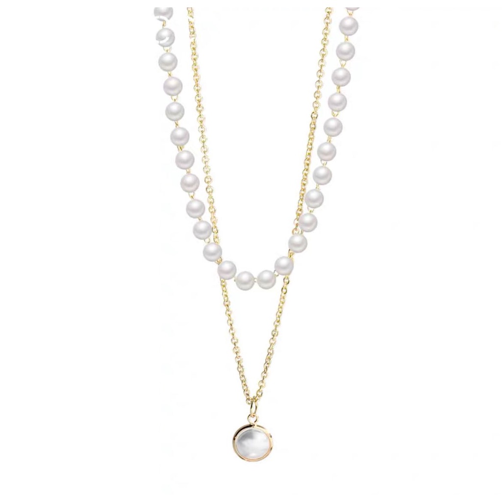 KALUNG RANTAI GAYA FASHION KOREA TITANIUM WARNA GOLD PEARL MUTIARA