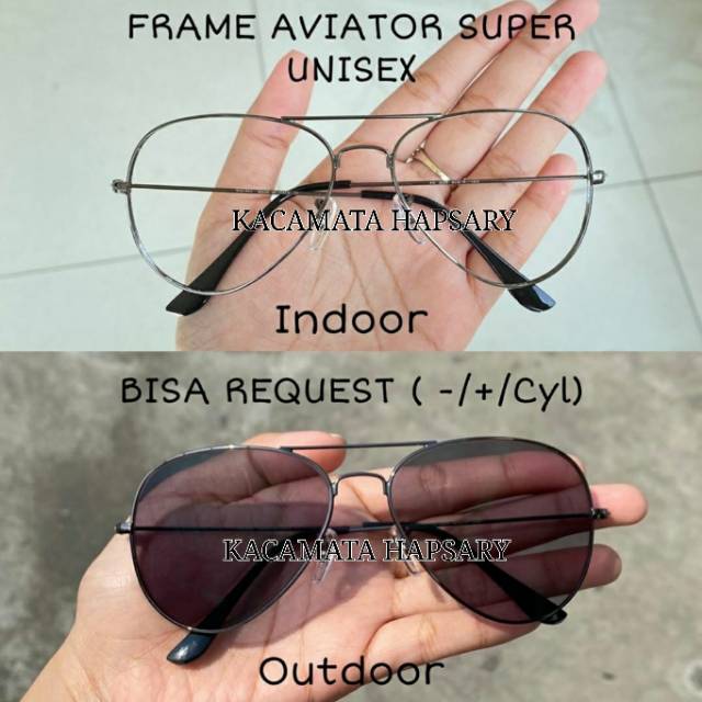 PAKET HEMAT : FRAME KACAMATA AVIATOR + LENSA PHOTOCROMIC | KACAMATA MINUS | KACAMATA ANTI RADIASI