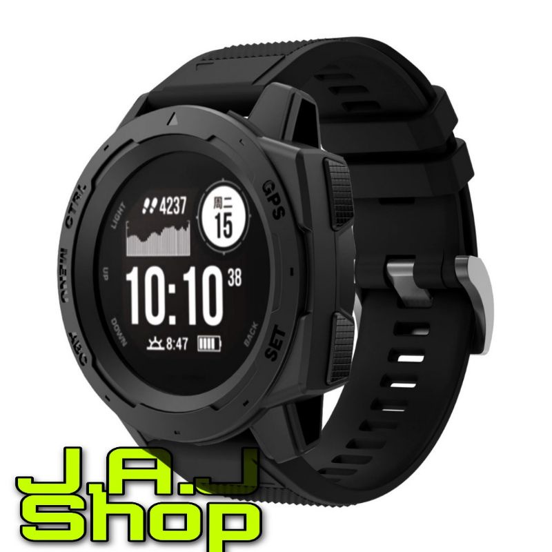 STRAP RUBBER SILICONE QUICK FIT EASY BLACK BUCKLE GARMIN INSTINCT TACTICAL 3 2 1 SOLAR AMOLED 45MM S