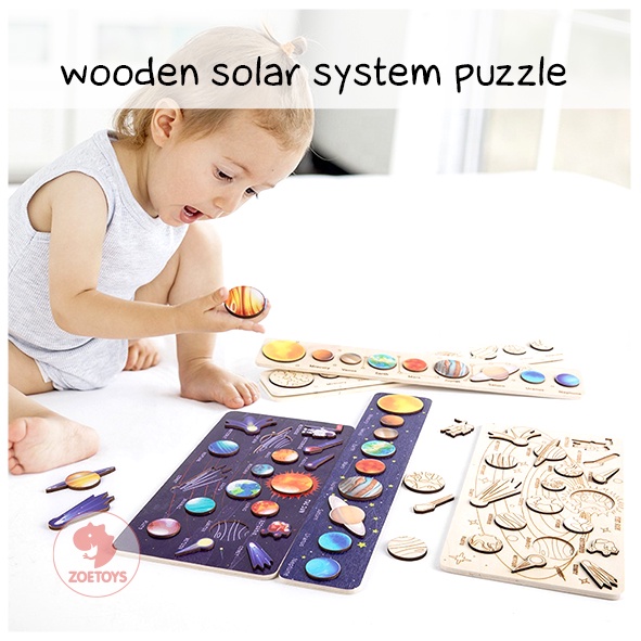 Zoetoys Wooden Solar System Puzzle | Kayu Matching Planet Alat Peraga Sistem Tata Surya Exploring the Universe | Montessori Wood Toys Space Kids Planets