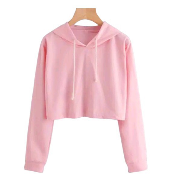 SWEATER CROP BASIC POLOS HOODIE TALI SERUT